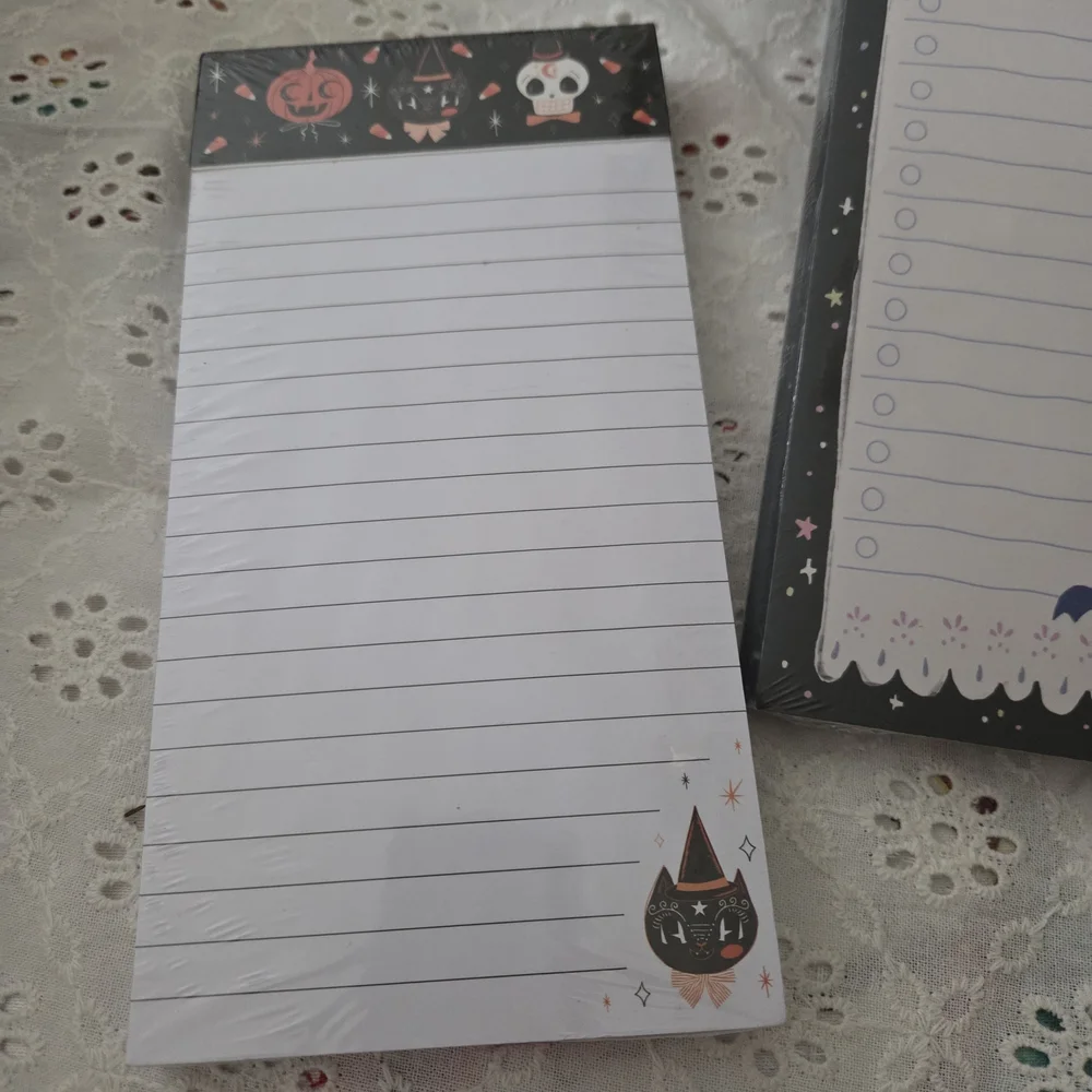 Halloween Cat-Themed Notepad Set With Pen, Set Of 2 Pads